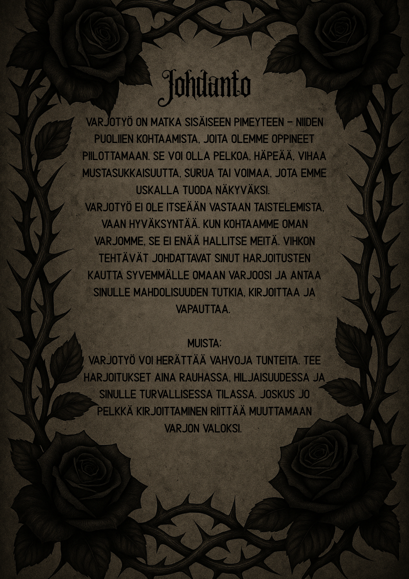 Varjotyön tehtäväkirja